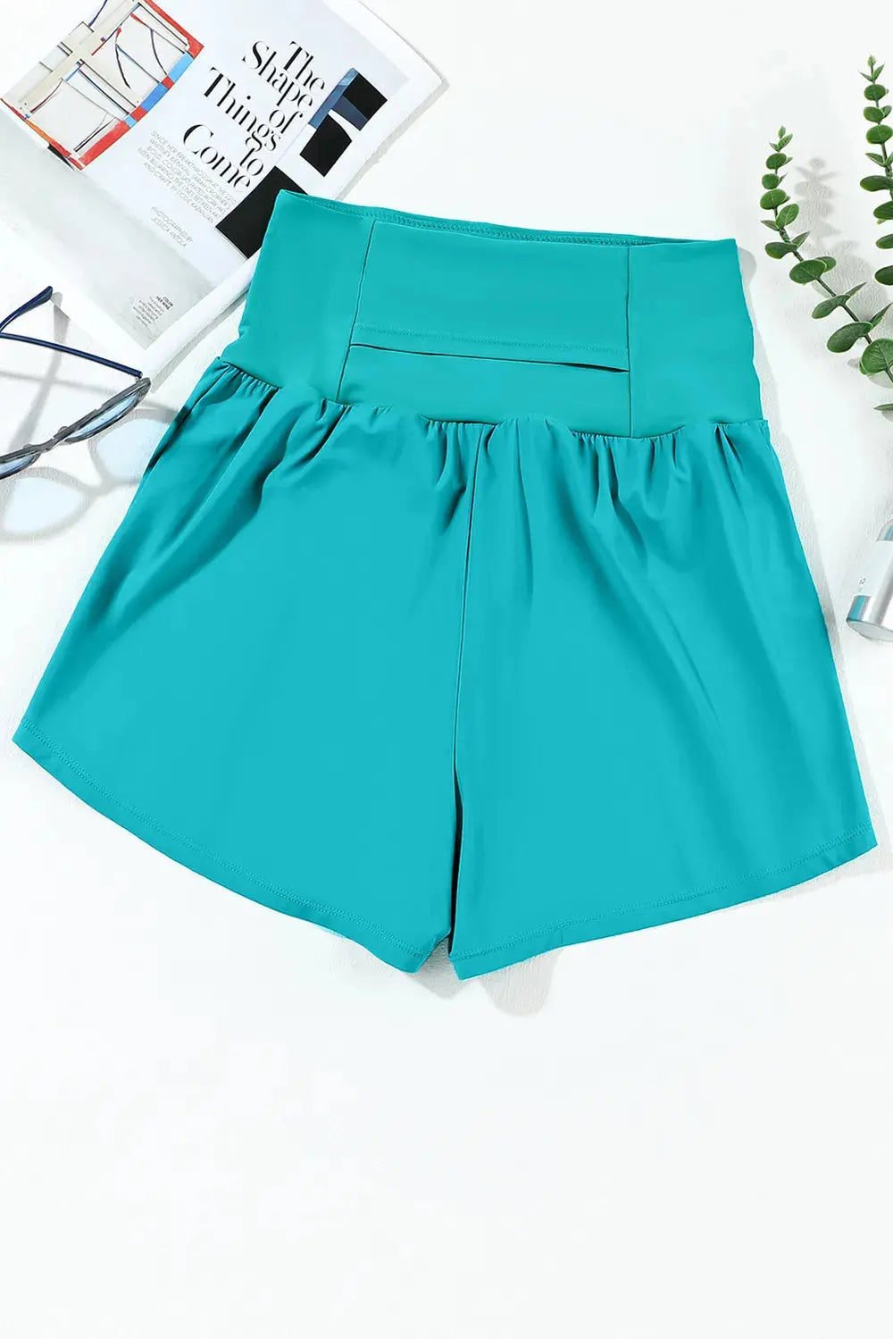 Pocketed High Waist Swim Shorts-Bikinicaye