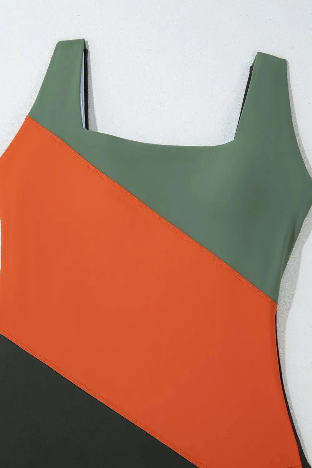 Color Block Padded Square Neck One Piece Swimsuit-Bikinicaye