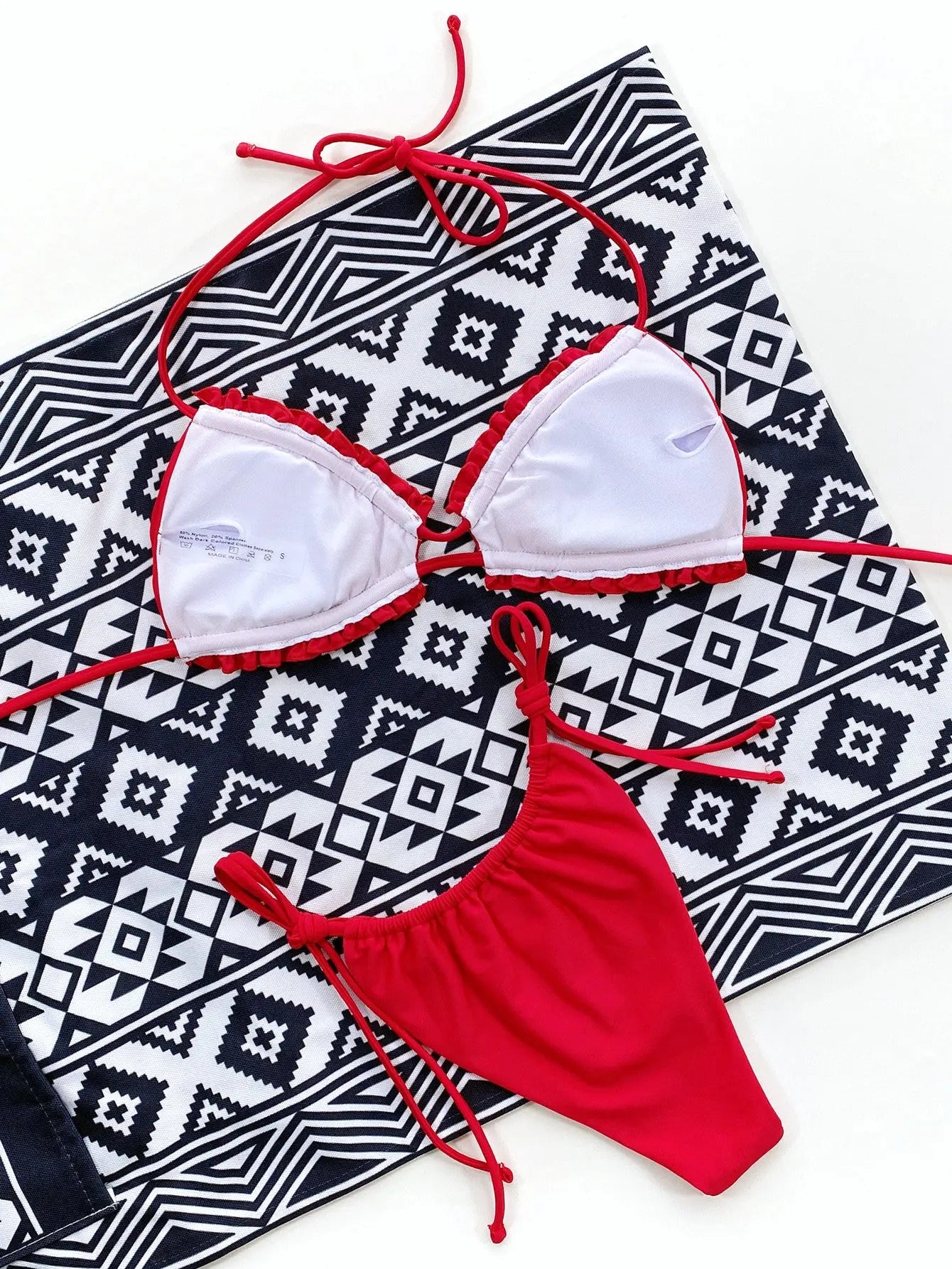Frill Trill Halter Neck Bikini Set-Bikinicaye