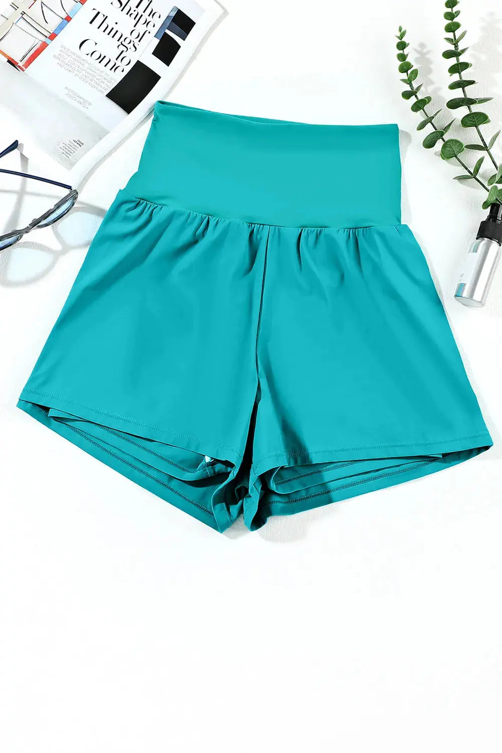 Pocketed High Waist Swim Shorts-Bikinicaye