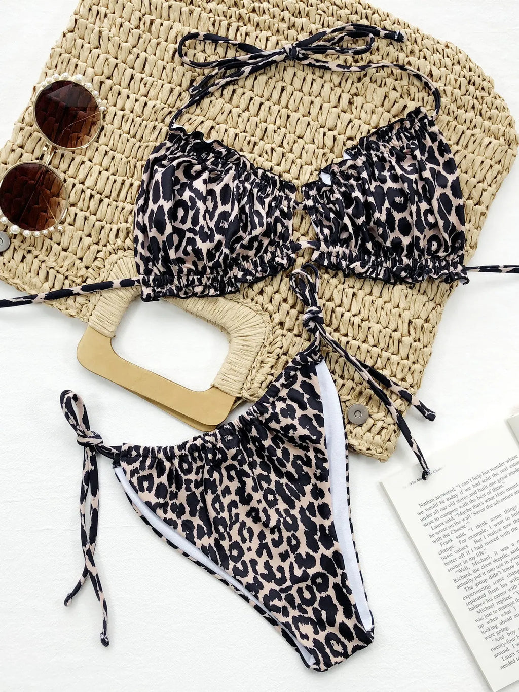 Frill Trill Halter Neck Bikini Set-Bikinicaye