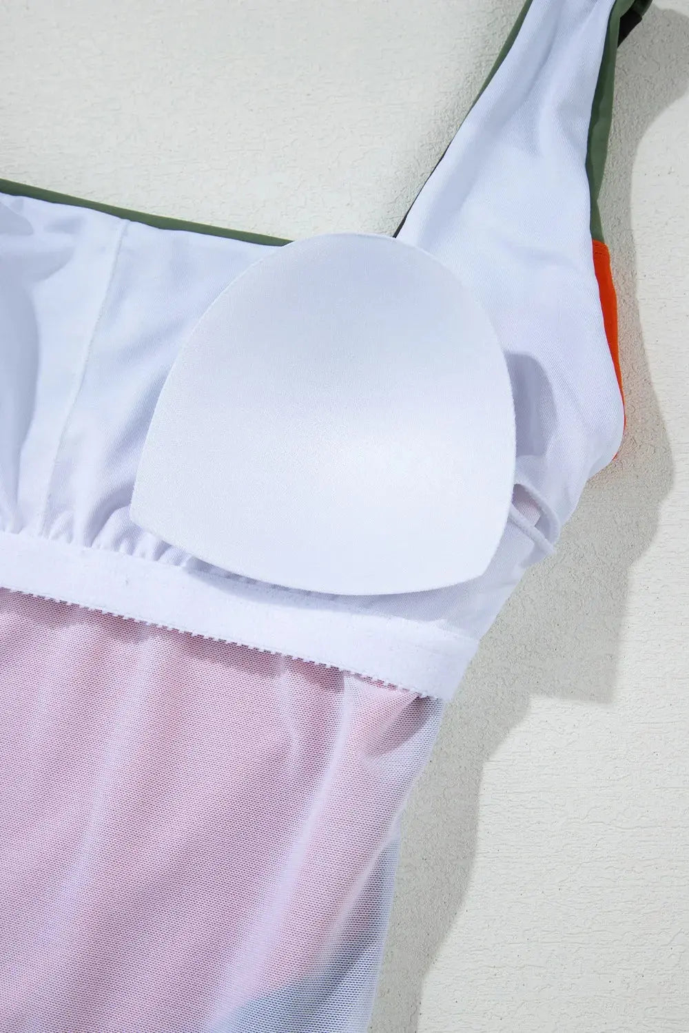 Color Block Padded Square Neck One Piece Swimsuit-Bikinicaye