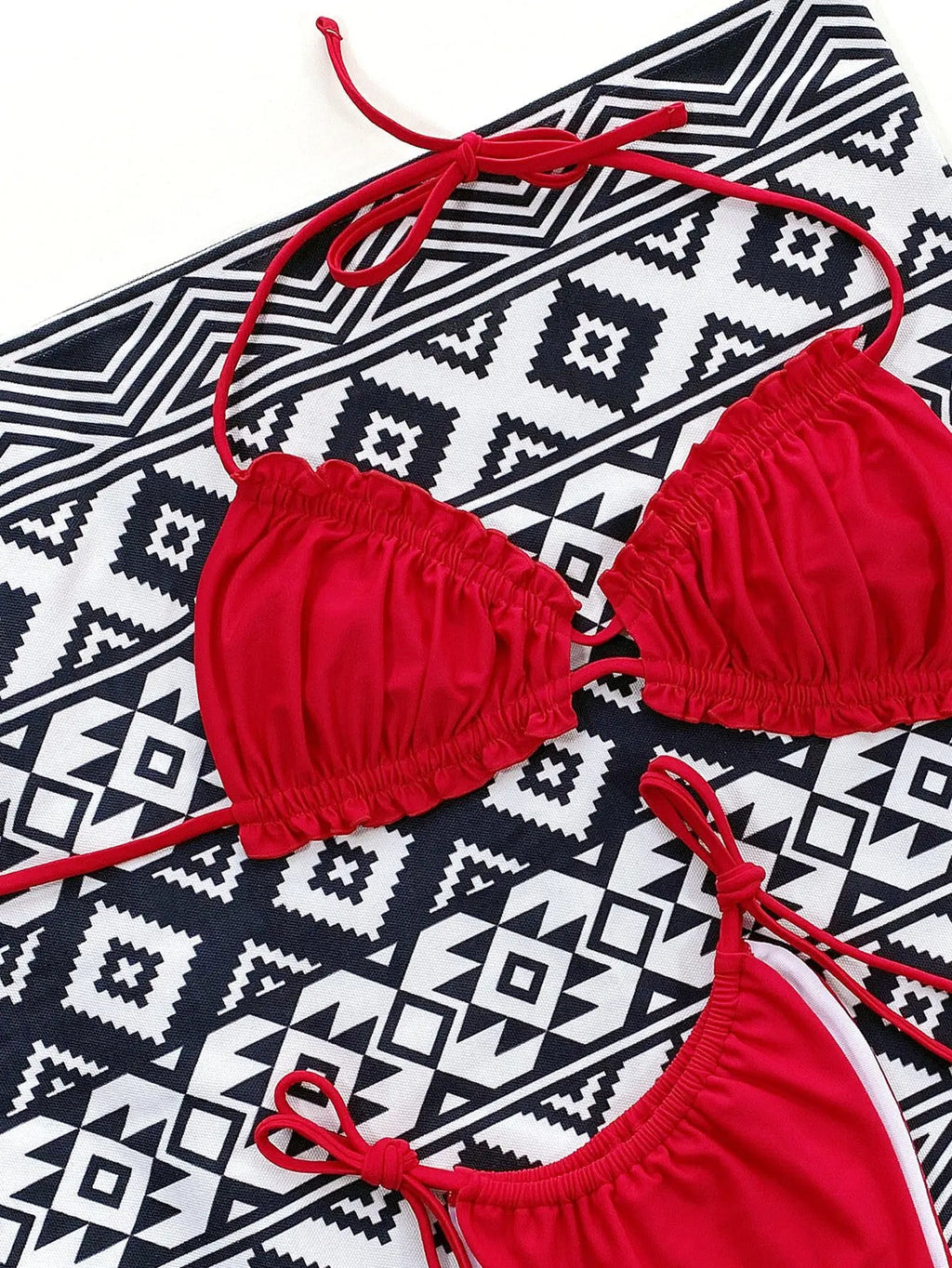Frill Trill Halter Neck Bikini Set-Bikinicaye