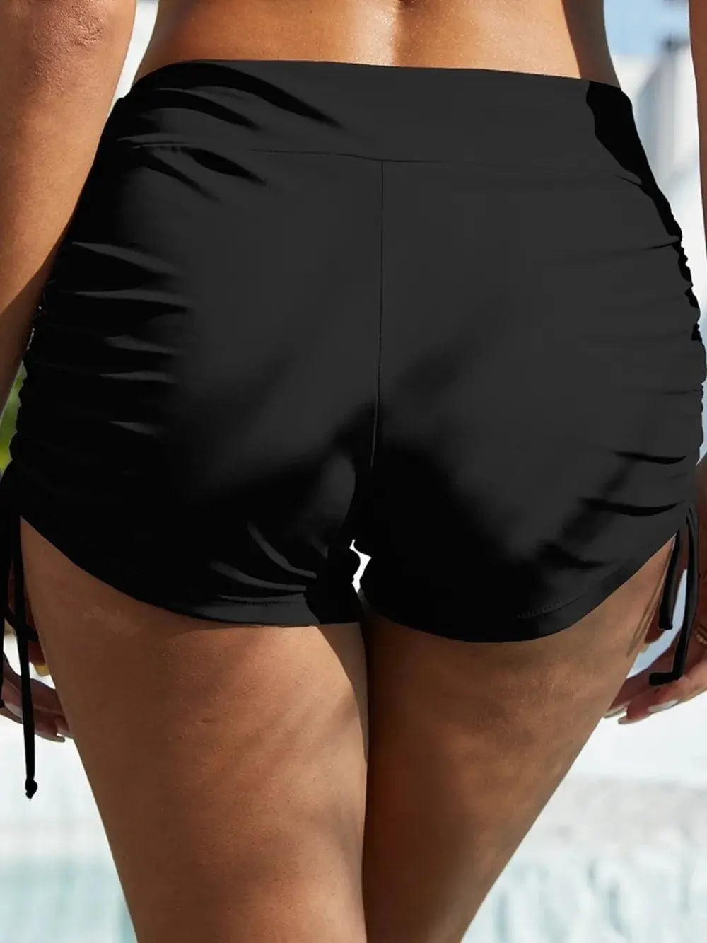 FAM-FAM Drawstring Mid-Rise Waist Swim Shorts-Bikinicaye