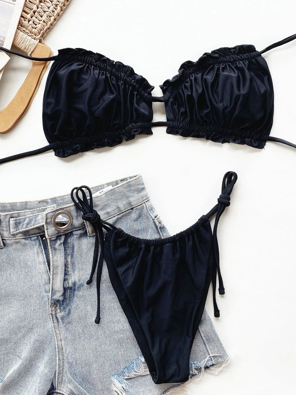 Frill Trill Halter Neck Bikini Set-Bikinicaye