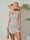 Crochet Sleeveless Cover-Up Dress with Cutout Detail-Bikinicaye