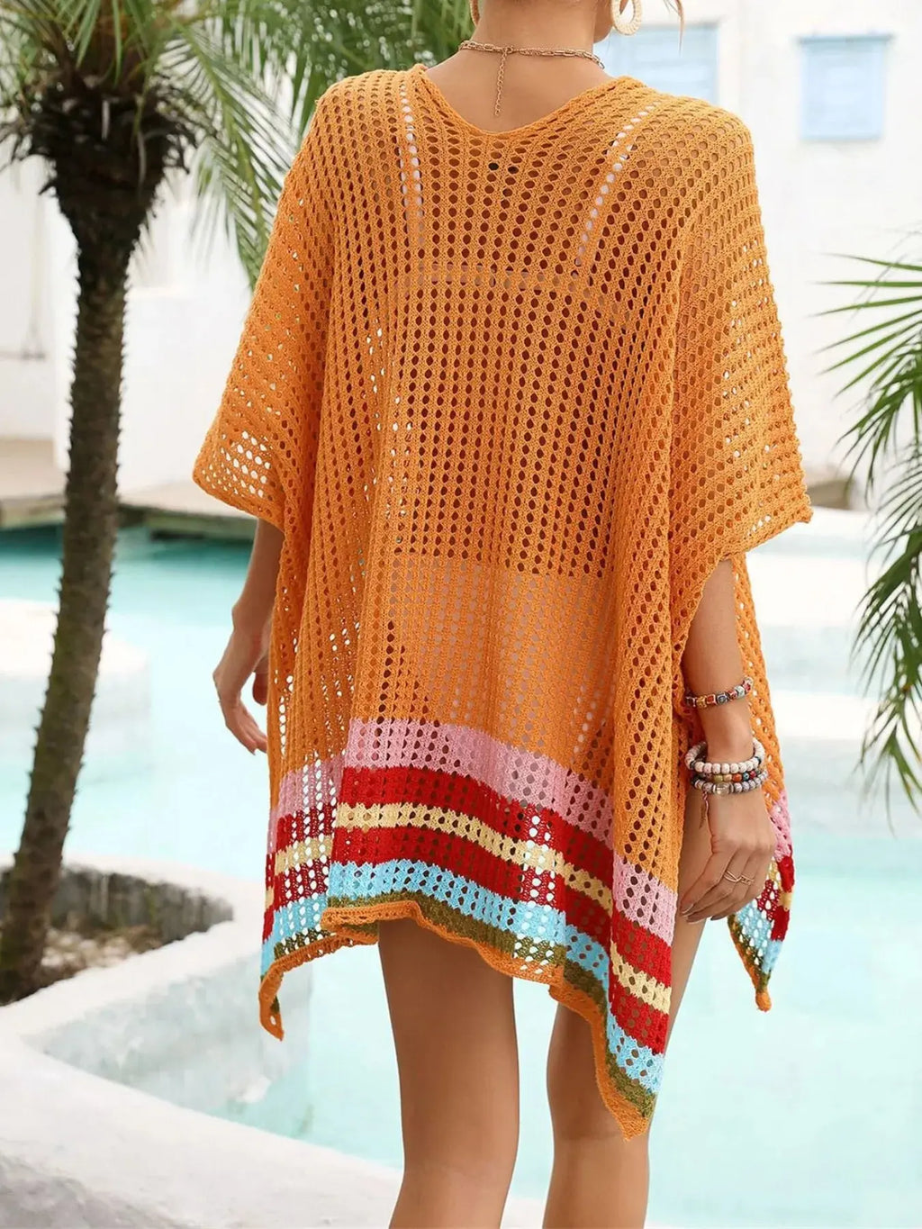 Crochet V-Neck Cover-Up Dress-Bikinicaye