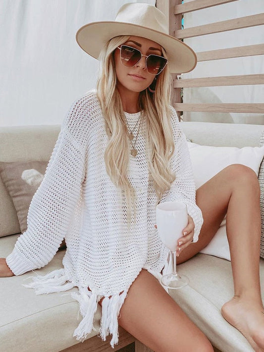 Hollow Out Knitted Beach Cover Up - Shop now at BikiniCaye.com